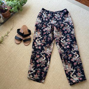 Talbots Oriental Print Silk Wool Lined Pant 10